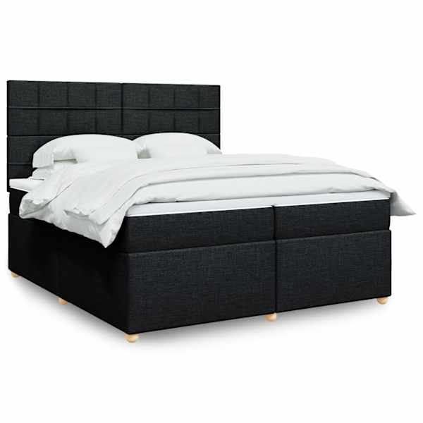 Kontinentaalvoodi koos 2 madratsiga, must, 200 × 200 cm, kangas — mudel 3291389