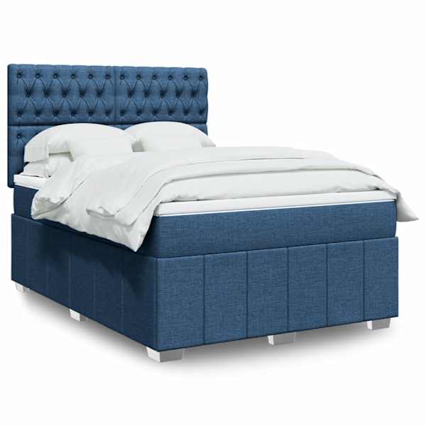 Kontinentaalvoodi koos madratsiga, sinine, 140 × 190 cm, kangas — mudel 3291676