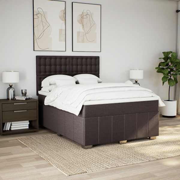 Kontinentaalvoodi koos madratsiga, tumepruun, 160 × 200 cm, kangas — mudel 3291736