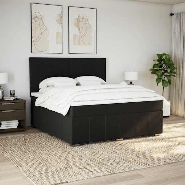 Kontinentaalvoodi koos madratsiga, must, 180 × 200 cm, kangas — mudel 3291749