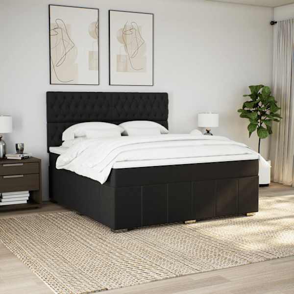 Kontinentaalvoodi koos madratsiga, must, 180 × 200 cm, kangas — mudel 3291756