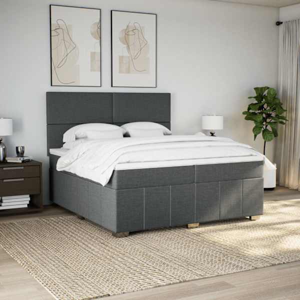 Kontinentaalvoodi koos 2 madratsiga, tumehall, 200 × 200 cm, kangas — mudel 3291769
