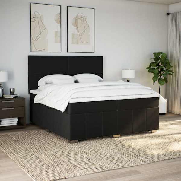 Kontinentaalvoodi koos 2 madratsiga, must, 200 × 200 cm, kangas — mudel 3291770