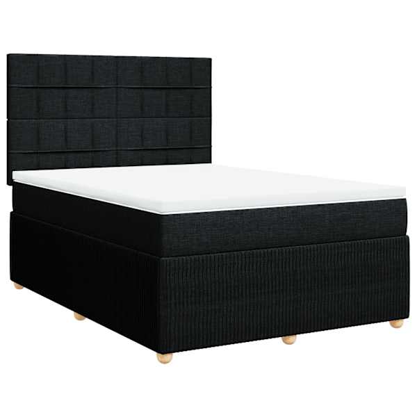 Kontinentaalvoodi koos madratsiga, must, 140 × 190 cm, kangas — mudel 3292053