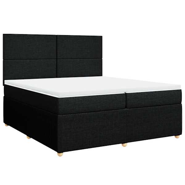 Kontinentaalvoodi koos 2 madratsiga, must, 200 × 200 cm, kangas — mudel 3292158