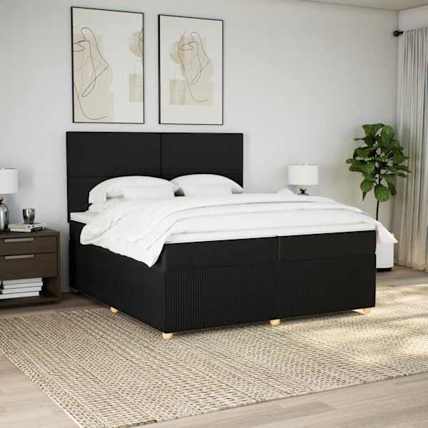 Kontinentaalvoodi koos 2 madratsiga, must, 200 × 200 cm, kangas — mudel 3292158