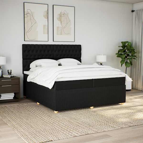 Kontinentaalvoodi koos 2 madratsiga, must, 200 × 200 cm, kangas — mudel 3292172