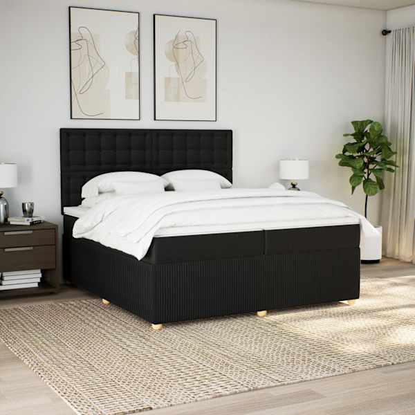 Kontinentaalvoodi koos 2 madratsiga, must, 200 × 200 cm, kangas — mudel 3292179