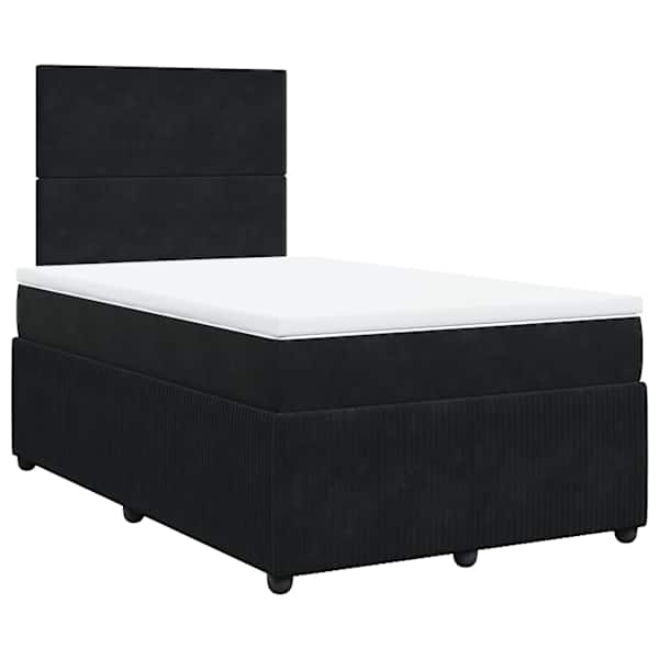 Kontinentaalvoodi koos madratsiga, must, 120 × 190 cm, samet — mudel 3292282