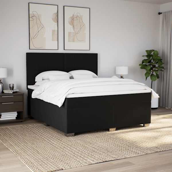 LED-valgustusega kontinentaalvoodi koos madratsiga, must, 180 × 200 cm, kangas — mudel 3292869