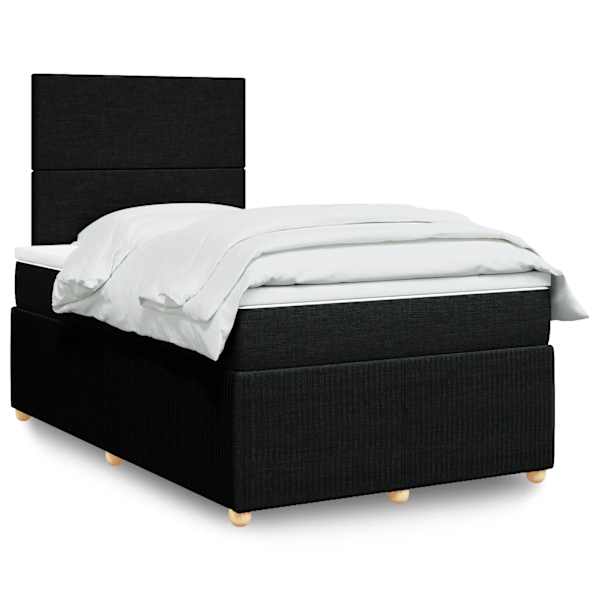 LED-valgustusega kontinentaalvoodi koos madratsiga, must, 120 × 190 cm, kangas — mudel 3294290