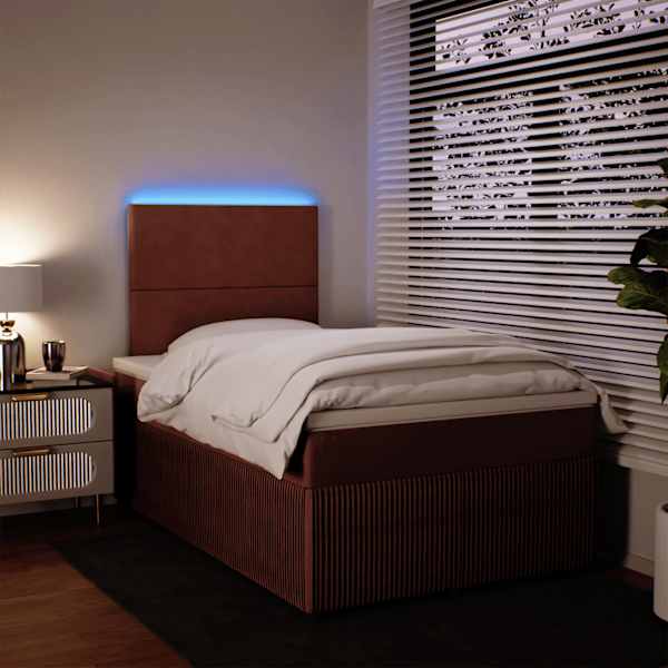 LED-valgustusega kontinentaalvoodi koos madratsiga, roosa, 120 × 190 cm, samet — mudel 3294585