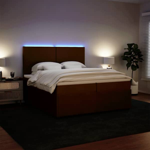 LED-valgustusega kontinentaalvoodi koos 2 madratsiga, roosa, 200 × 200 cm, samet — mudel 3294729