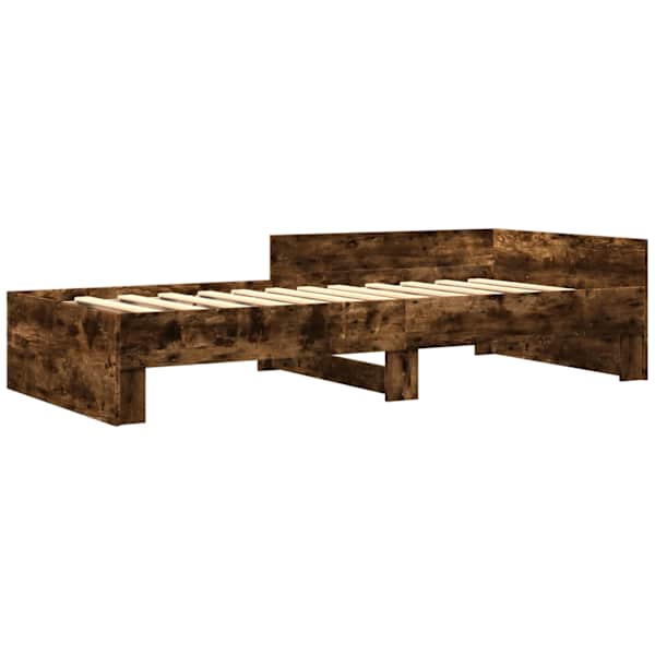 Voodiraam peatsiga, suitsutatud tamm, 90 × 190 cm — mudel 849590