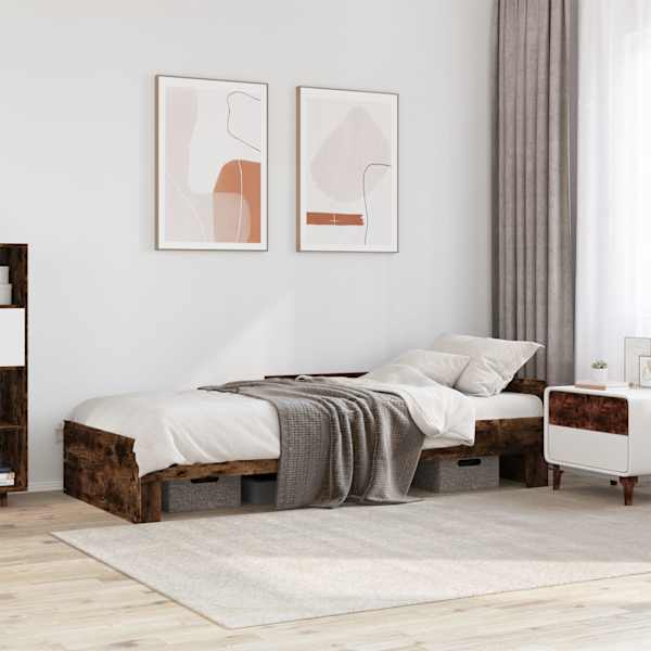 Voodiraam peatsiga, suitsutatud tamm, 90 × 190 cm — mudel 849590