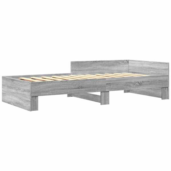 Voodiraam, hall sonoma tamm, 75 × 190 cm, tehispuit — mudel 849598