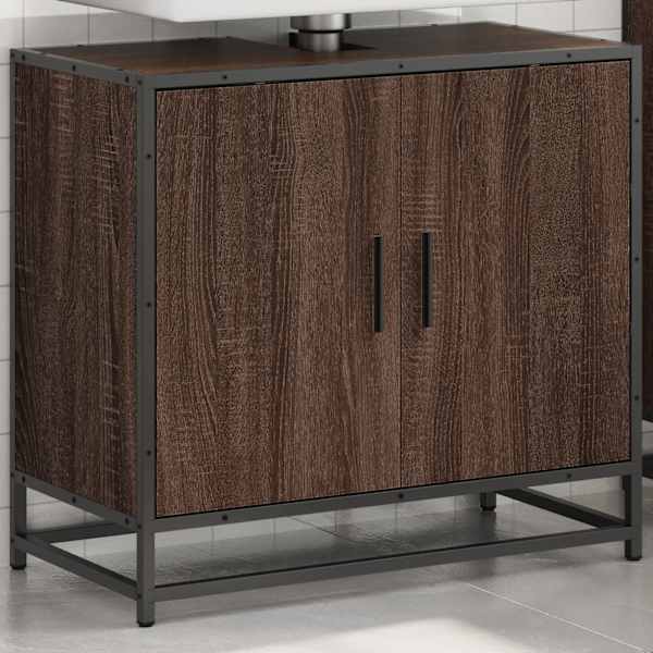 Vannitoa valamukapp pruun tamm 65 × 33 × 60 cm ehituspuit
