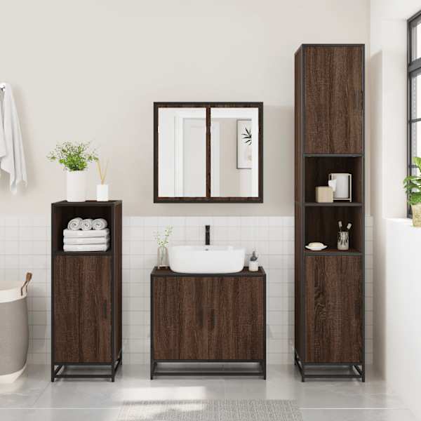 Vannitoa valamukapp pruun tamm 65 × 33 × 60 cm ehituspuit