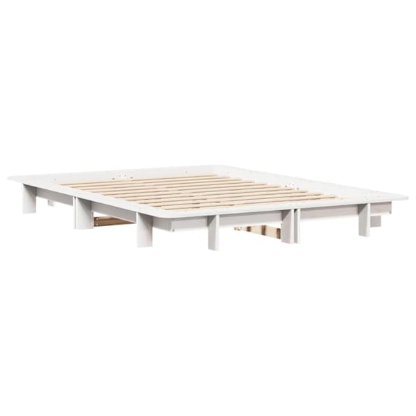 Voodiraam, valge, 120 × 190 cm, männipuit — mudel 850678