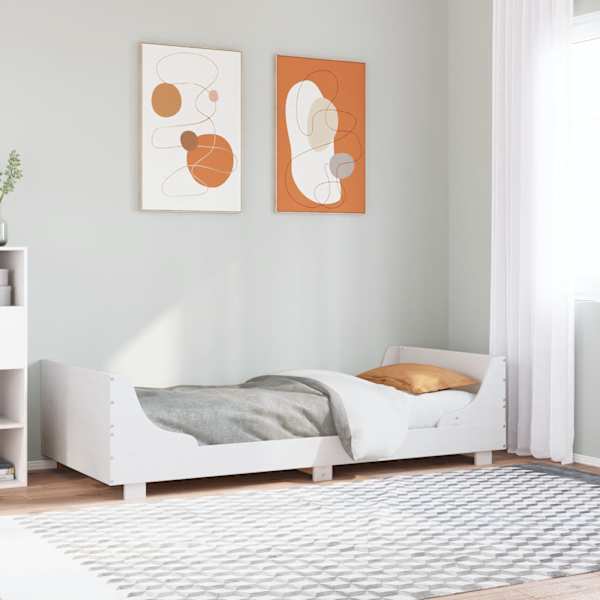 Voodiraam, valge, 100 × 200 cm, männipuit — mudel 850774