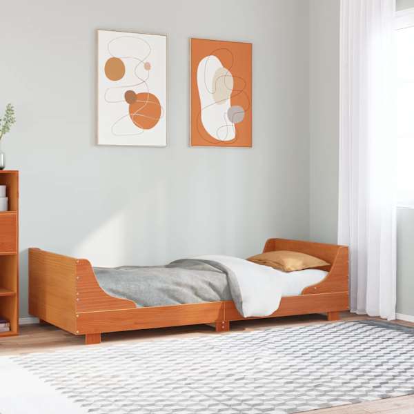 Voodiraam, vahapruun, 100 × 200 cm, männipuit — mudel 850775