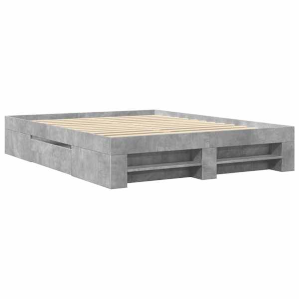 Sahtlitega voodiraam, betoonhall, 160 × 200 cm — mudel 3295460