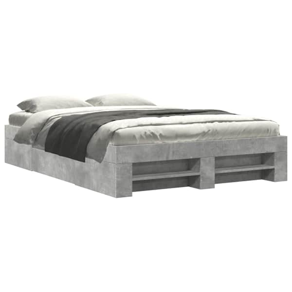 Sahtlitega voodiraam, betoonhall, 140 × 190 cm, tehispuit — mudel 3295502