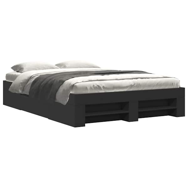 Sahtlitega voodiraam, must, 120 × 190 cm, tehispuit — mudel 3295514