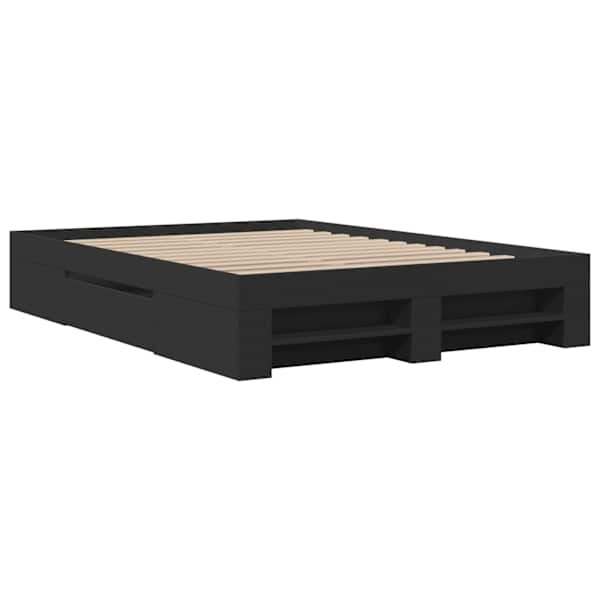 Sahtlitega voodiraam, must, 120 × 190 cm, tehispuit — mudel 3295514