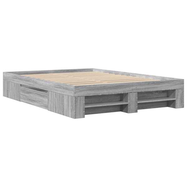Sahtlitega voodiraam, hall sonoma tamm, 120 × 190 cm, tehispuit — mudel 3295518