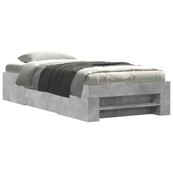 Sahtlitega voodiraam, betoonhall, 90 × 190 cm, tehispuit — mudel 3295523