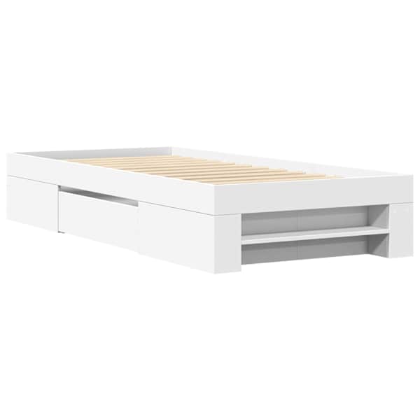 Sahtlitega voodiraam, valge, 75 × 190 cm, tehispuit — mudel 3295527