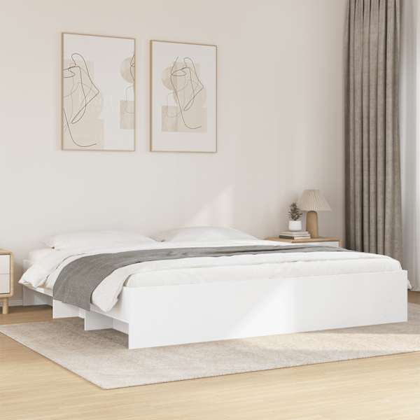 Voodiraam, valge, 180 × 200 cm, tehispuit — mudel 3295632