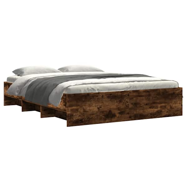 Voodiraam peatsiga, suitsutatud tamm, 160 × 200 cm — mudel 3295643