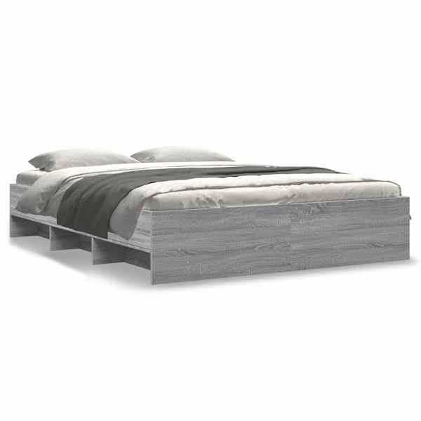 Voodiraam, hall sonoma tamm, 160 × 200 cm, tehispuit — mudel 3295644