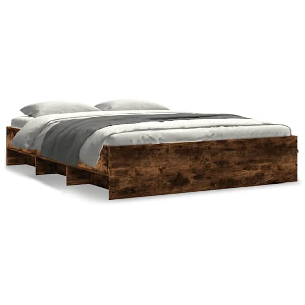 Voodiraam peatsiga, suitsutatud tamm, 150 × 200 cm — mudel 3295650
