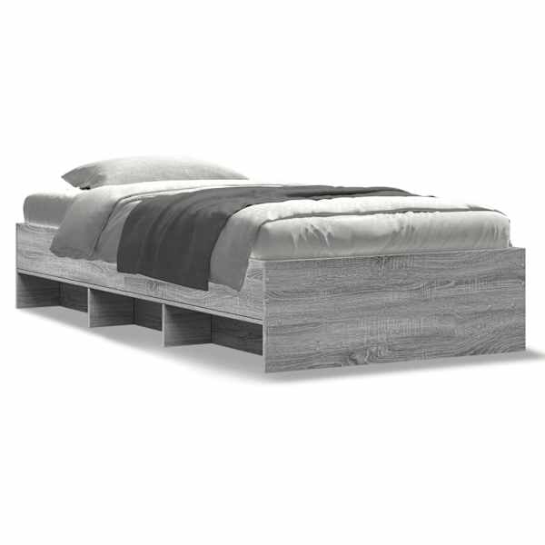Voodiraam, hall sonoma tamm, 100 × 200 cm, tehispuit — mudel 3295672