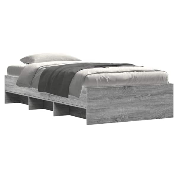 Voodiraam, hall sonoma tamm, 100 × 200 cm, tehispuit — mudel 3295672