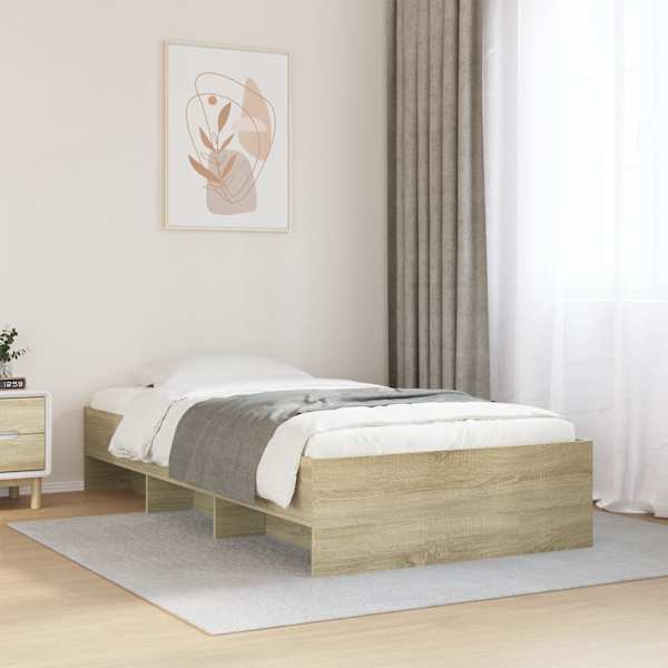 Voodiraam peatsiga, sonoma tamm, 90 × 200 cm — mudel 3295676