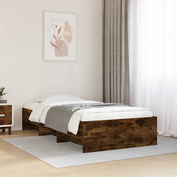 Voodiraam peatsiga, suitsutatud tamm, 90 × 200 cm — mudel 3295678