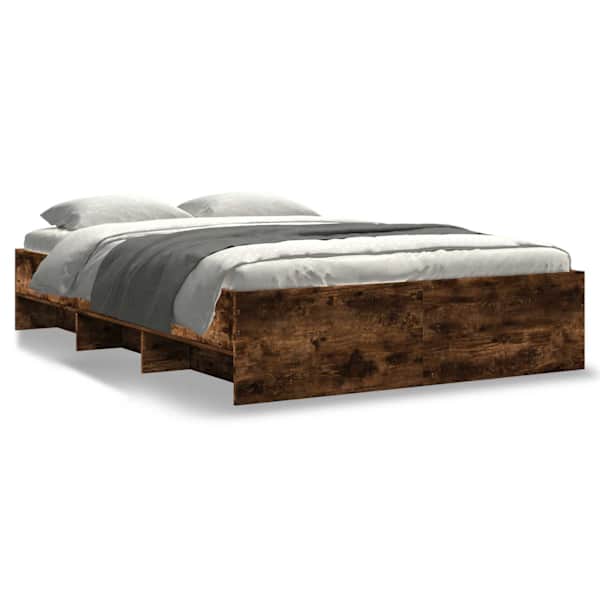 Voodiraam peatsiga, suitsutatud tamm, 140 × 190 cm — mudel 3295685