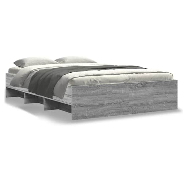 Voodiraam, hall sonoma tamm, 140 × 190 cm, tehispuit — mudel 3295686