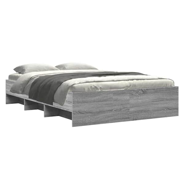Voodiraam, hall sonoma tamm, 140 × 190 cm, tehispuit — mudel 3295686