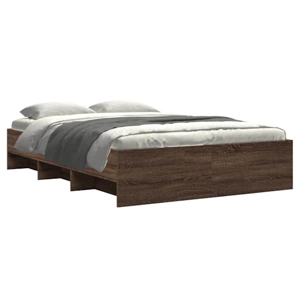 Voodiraam, pruun tamm, 135 × 190 cm, tehispuit — mudel 3295694