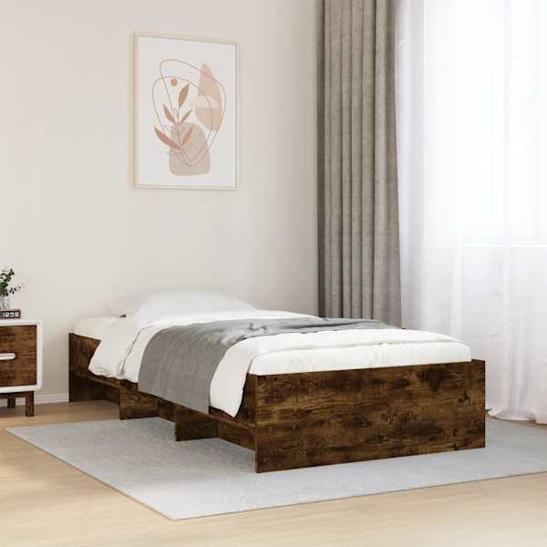 Voodiraam peatsiga, suitsutatud tamm, 75 × 190 cm — mudel 3295713