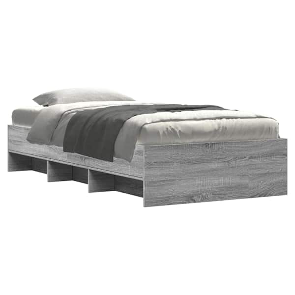Voodiraam, hall sonoma tamm, 75 × 190 cm, tehispuit — mudel 3295714
