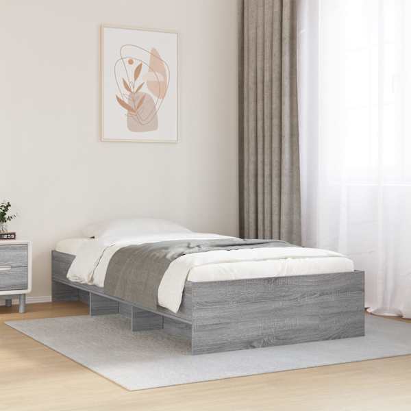 Voodiraam, hall sonoma tamm, 75 × 190 cm, tehispuit — mudel 3295714