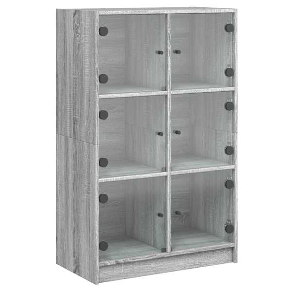 Kõrge kapp ustega, hall Sonoma tamm, 68 × 37 × 109cm, tehispuit