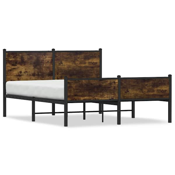 Voodiraam, suitsutatud tamm, 150 × 200 cm, metall