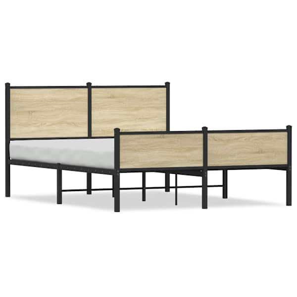 Voodiraam, sonoma tamm, 150 × 200 cm, metall